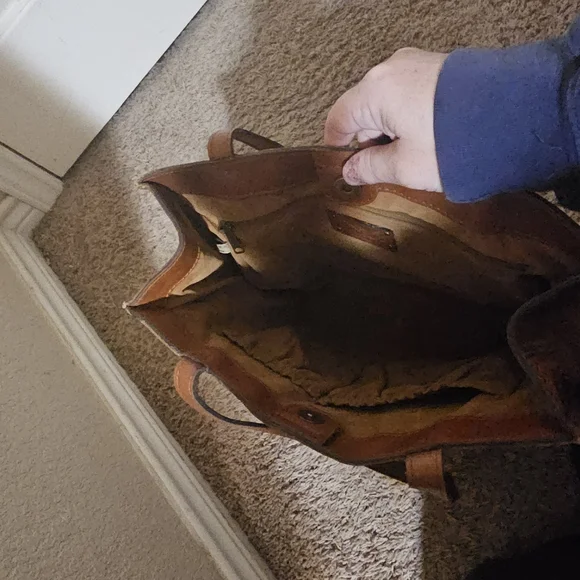 Patricia Nash Brown and Tan Stitched Ouine and Squares with Circles in them - Picture 5 of 15